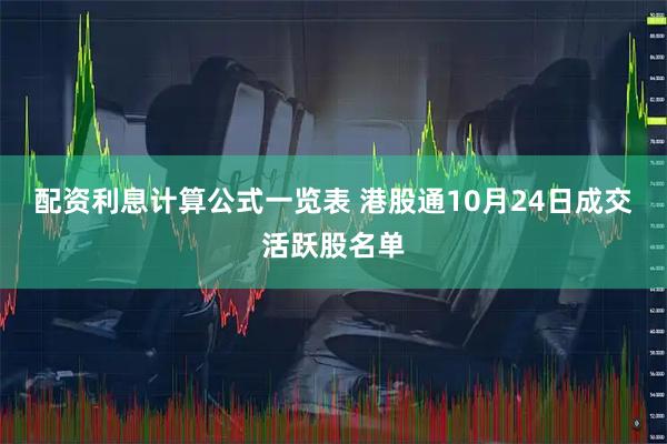 配资利息计算公式一览表 港股通10月24日成交活跃股名单